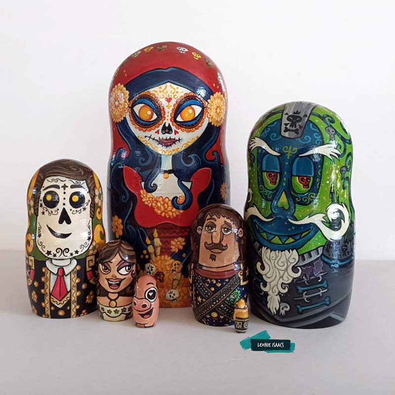 Hand-painted 'Book of Life' nesting doll set