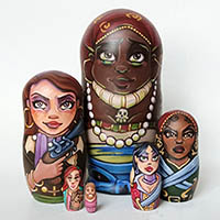 Hand painted Monkey Island nesting doll set