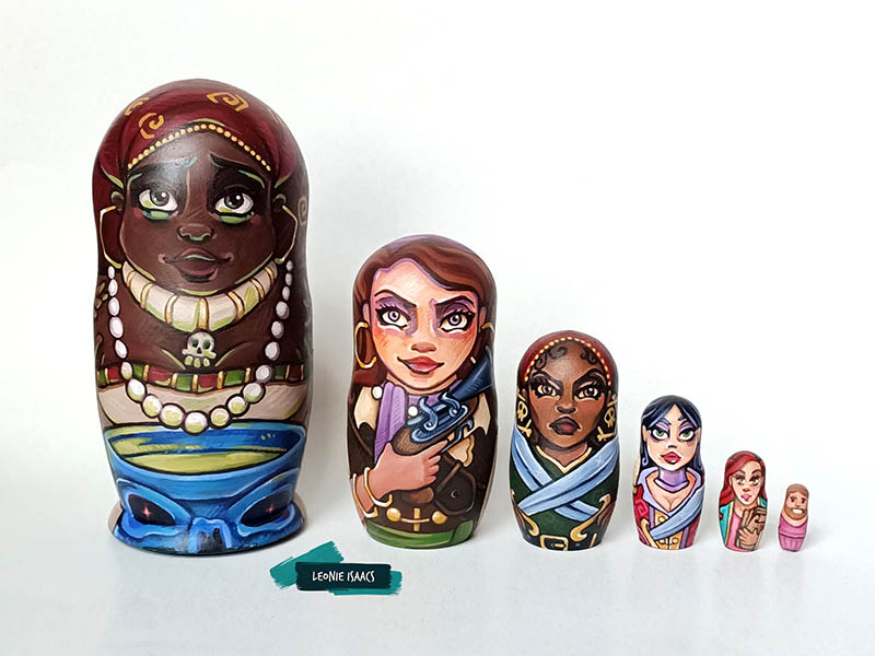 Hand painted Monkey Island nesting doll set