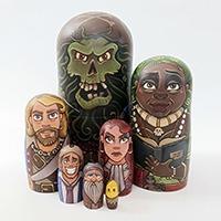 Hand painted Monkey Island nesting doll set