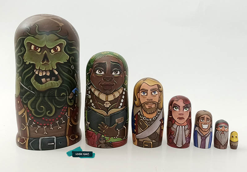 Hand painted Monkey Island nesting doll set