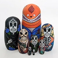 Hand painted GRIM FANDANGO nesting doll set