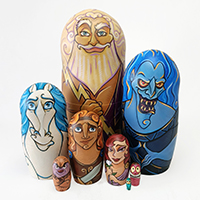 Hand painted HERCULES nesting doll set